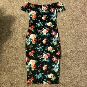 Black Floral Midi Dress